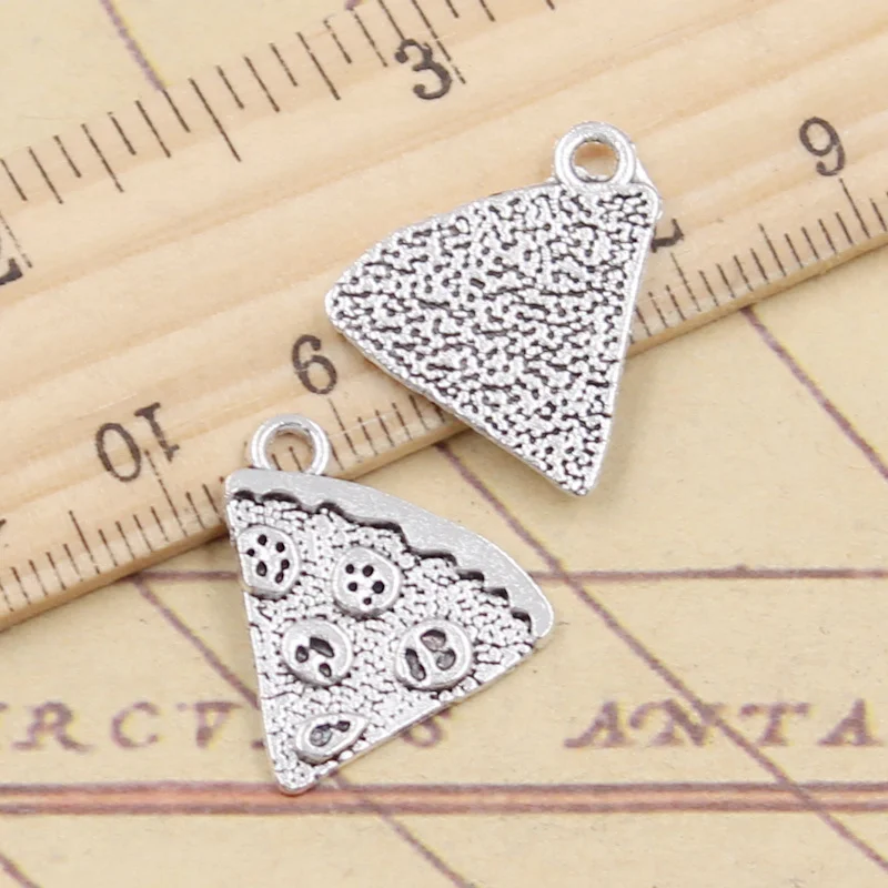 20pcs Charms Food Pizza Cate 19x19mm Tibetan Silver Color Pendants Antique Jewelry Making DIY Handmade Craft