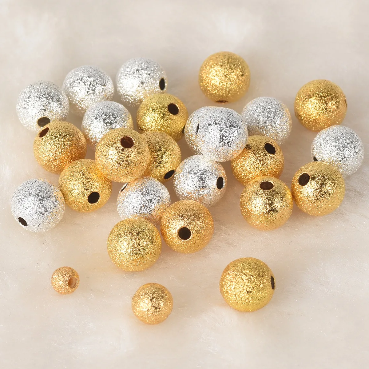 Gold Color Plated Round Hollow Matte Metal Brass 4mm 5mm 6mm 8mm 10mm Loose Spacer Beads Lot for Jewelry Making DIY Crafts