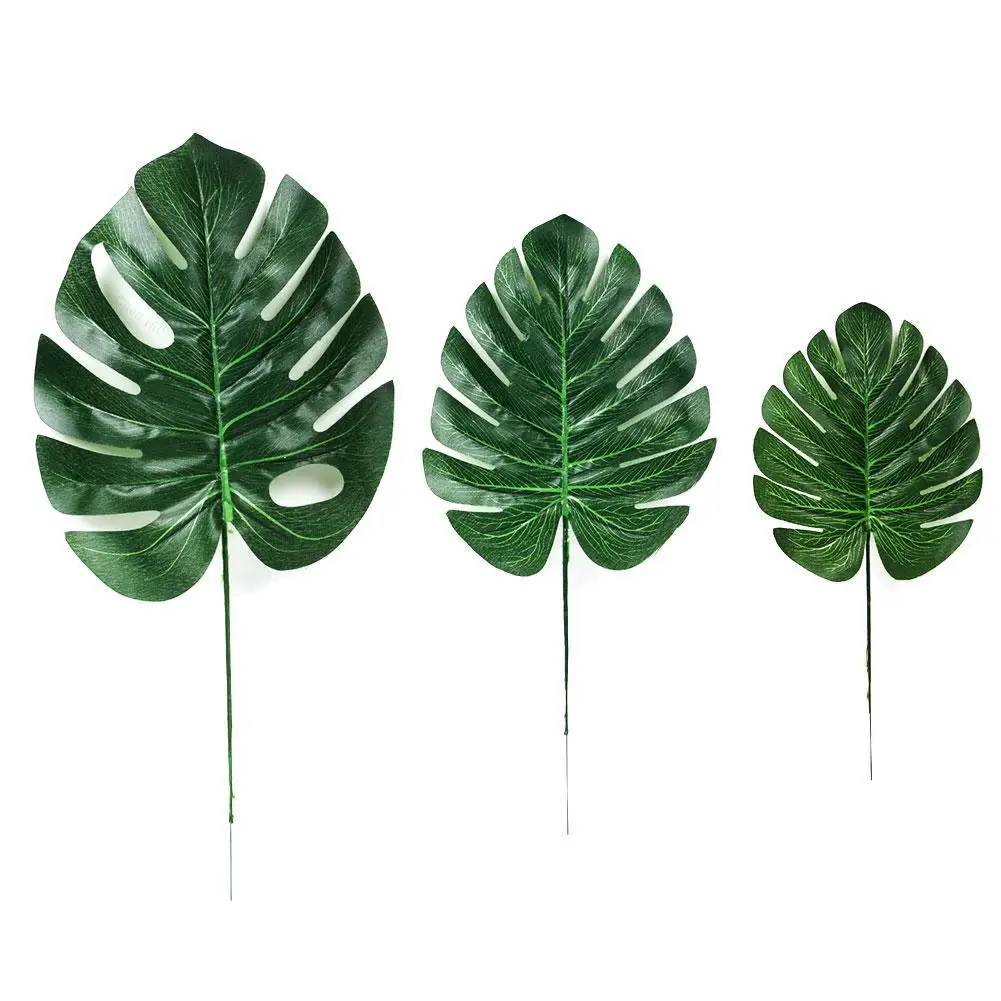 Hojas artificiales tropicales de Monstera, decoración de mesa para boda, fiesta, hogar, 2 uds.