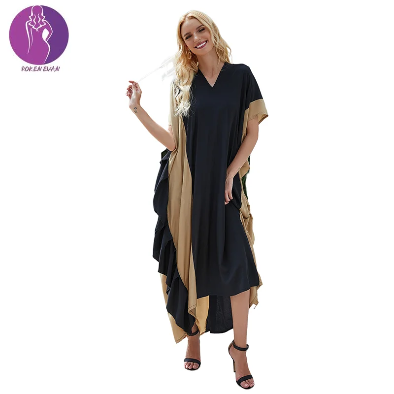 

Roken Evan Phnom penh satin hand sewn drill loose bat sleeve cape KAFTAN Middle Eastern gown abayas for women