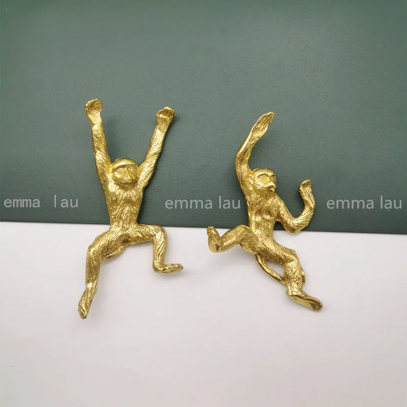 Lucky Monkey Shape Cabinet Door Handle Solid Brass Drawer Knobs Cupboard Pulls Single Hole Gold Kitchen Cabinet Handles