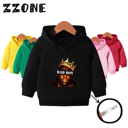 Kids Notorious Big Print Hooded Hoodies Children Biggie Smalls Sweatshirts Baby Pullover Tops Autumn Girls Boys Clothes,KMT456