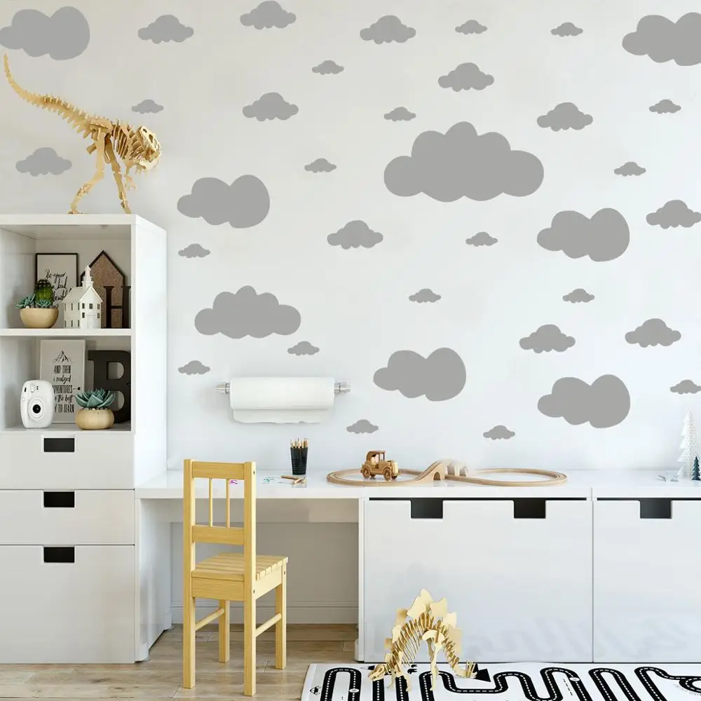 68pcs/set Mixed Size 2.5-25cm Cartoon Clouds Wall Stickers For Kids Baby Rooms Home Decor Art Mural Peel And Stick PVC Wallpaper