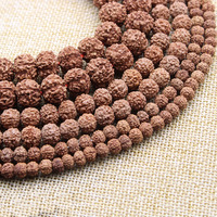 Natural Rudraksha Mala 108 Beads Wood Spacer Bead 6 8 10 12 mm Prayer Buddhist for Necklaces Jewelry Making Bracelet Accessories