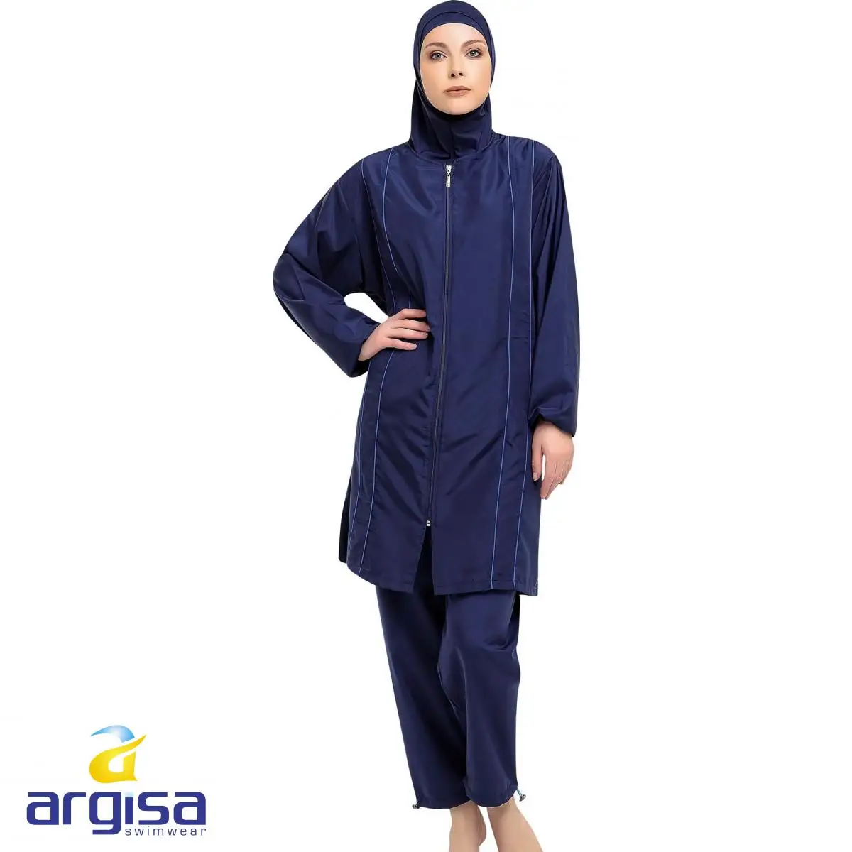 Argisa 7113 Long-Sleeve Plus Size Full Burkini Muslim Swimwear 3XL-7XL Hijab Islamic Swimsuit Turkey Women GRAY Blue Purple Black