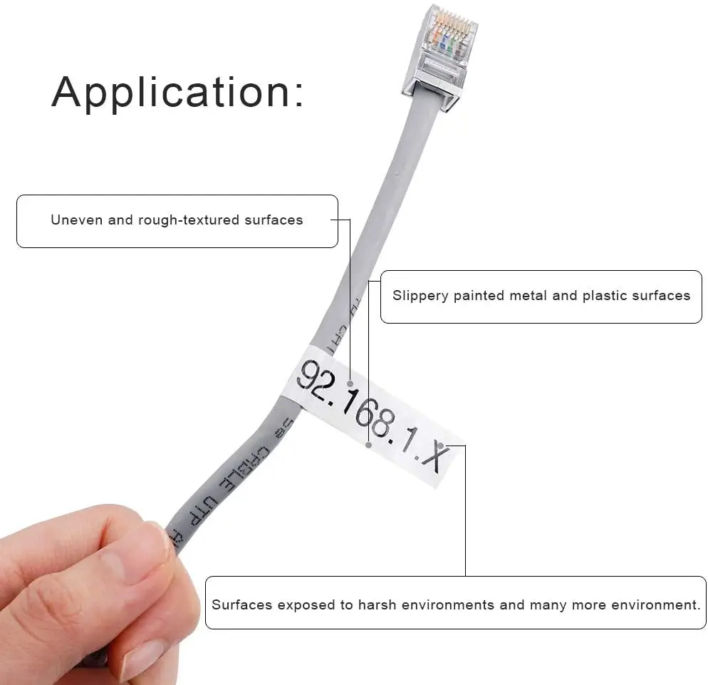 Multicolor TZe-FX261 Flexible Cable Label Tapes 36mm Compatible for Brother p-touch printer Flexible label for Wire Labeling 8m