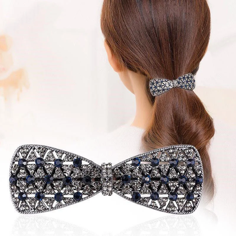 Épingle à cheveux en strass brillant, élégantes Barrettes à nœud papillon, queue de cheval, Clip de printemps, cadeau de fête de vacances, accessoires pour cheveux