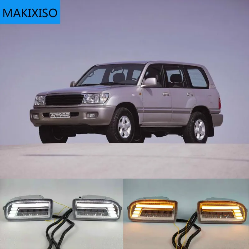 

2PCS Car LED For Toyota Land Cruiser Fj100 1998-2007 fog lamp cover DRL Daytime Running Lights headlight 12V Daylight