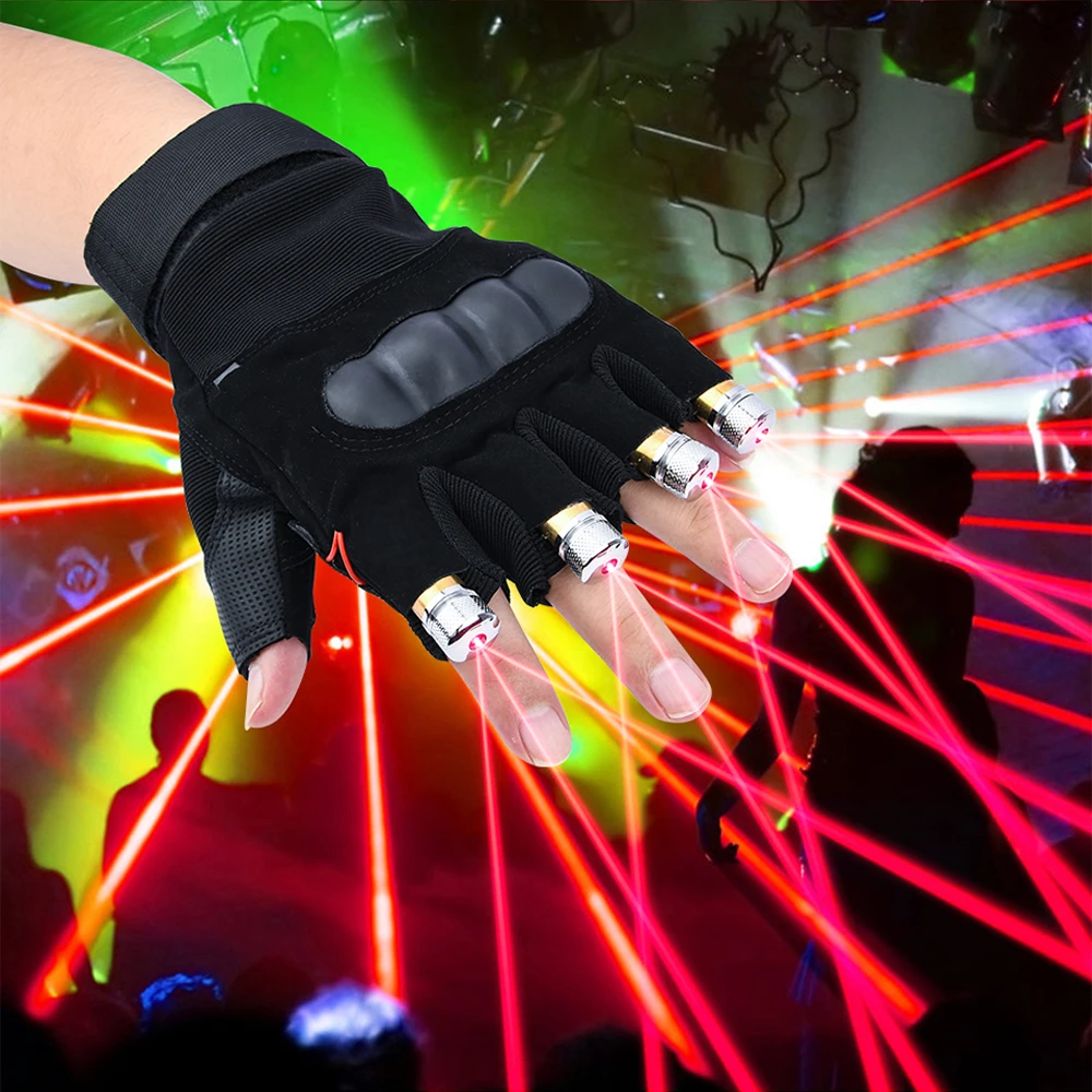 Lazer eldiven akülü lazer lamba dans sahne DJ parti gösterileri LED ışıklı gözlük eldiven yeşil lazer