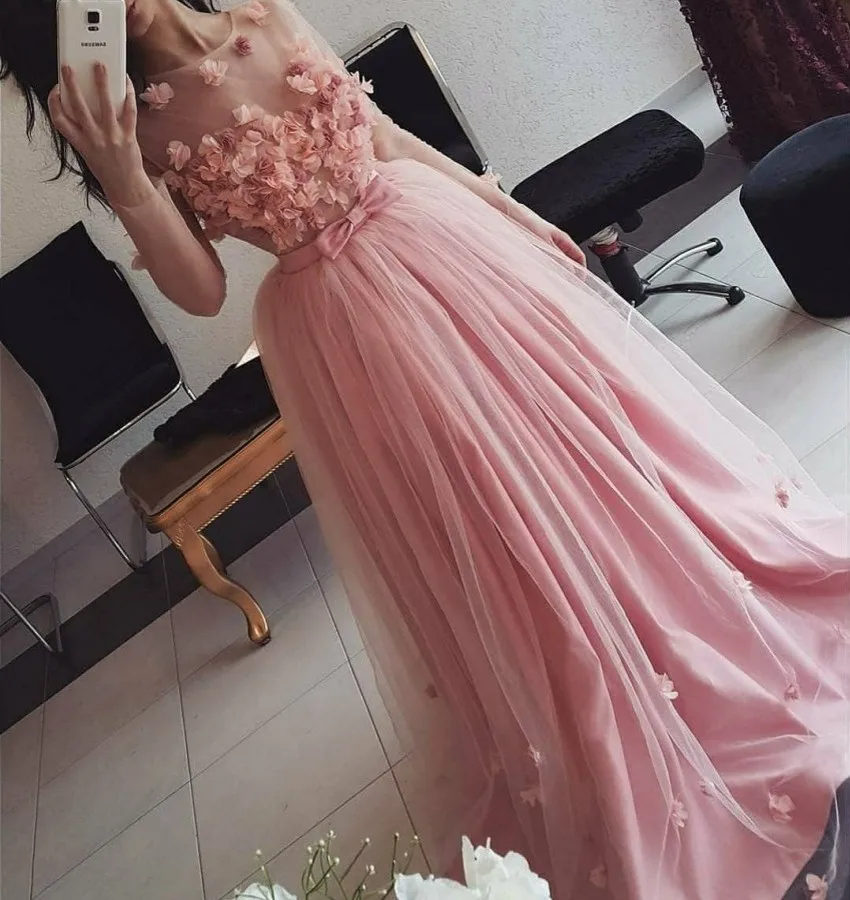 Vestidos De Gala Abend Prom Kleider EINE Linie Tüll O Neck Sexy 2022 Nach Größe Elegante frauen Luxus Party kleid Formale Kleid