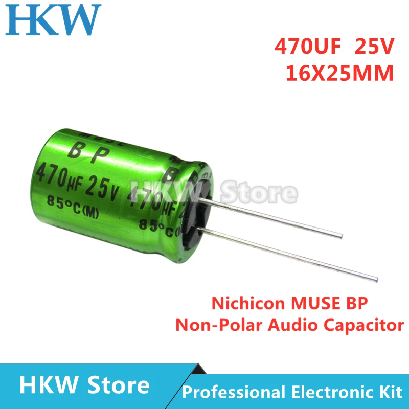 

10pcs/lot 470UF 25V 16X25mm Nichicon MUSE BP ES Non Polar Nonpolar Bipolar HiFi Audio Capacitor 25V470UF New and Original 16*25