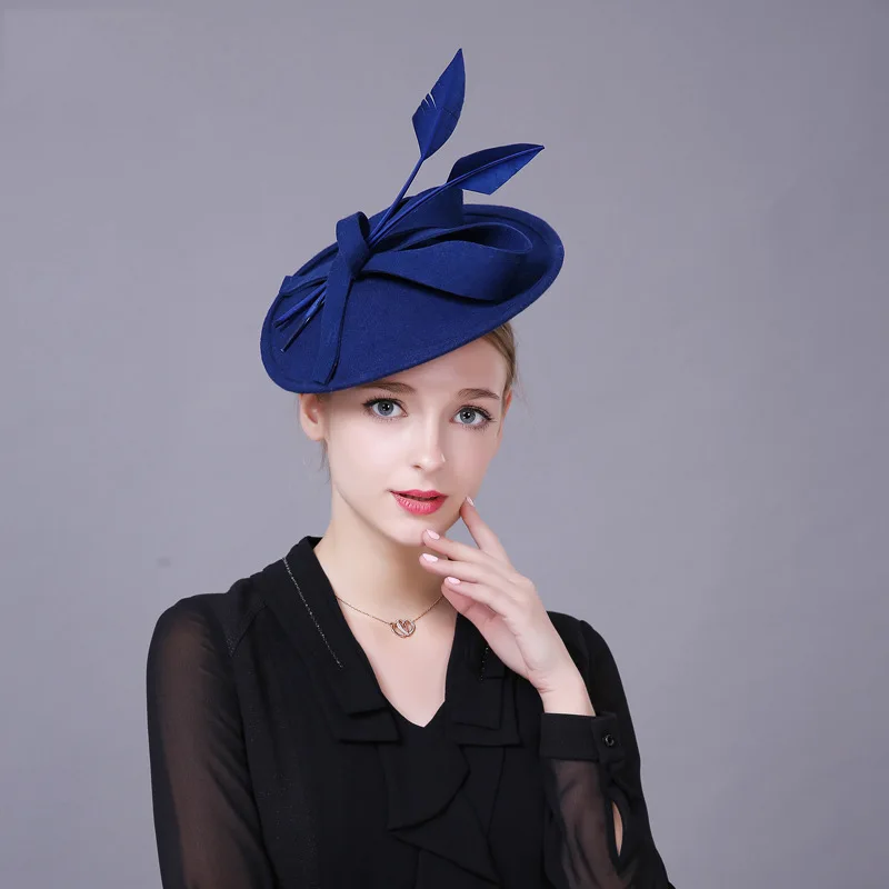 

Brand Wool Fascinator Fedora Women Vintage Wool Flower Hiarband Autumn WInter Spring Horse Race Cocktail Party Hat Headdress