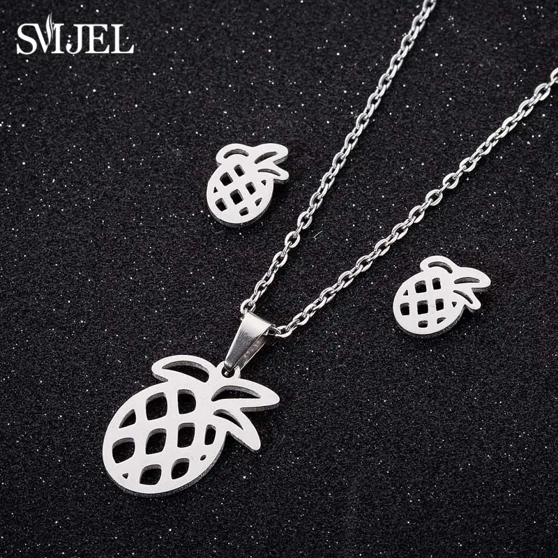 Women's Stainless Steel Coconut Tree Necklace & Earrings Set
