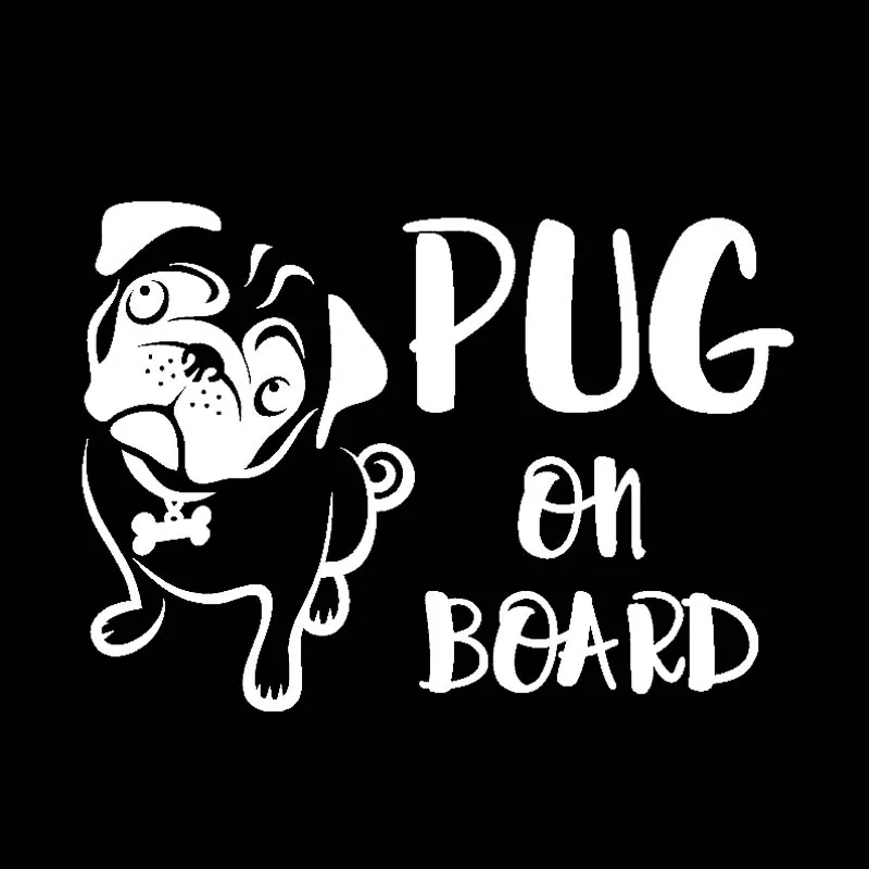 Funny PUG ON BOARD Cute Gog Styling Car Sticker Reflective Automobiles Motorcycles Exterior Accessories Vinyl Decal