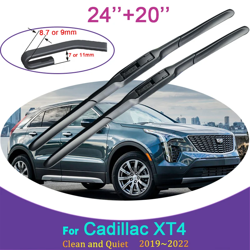 for Cadillac XT4 2019 2020 2021 2022 Models Frameless Silent Rubber Wiper Snow Scraping Front Windshield Brushes Car Accessories