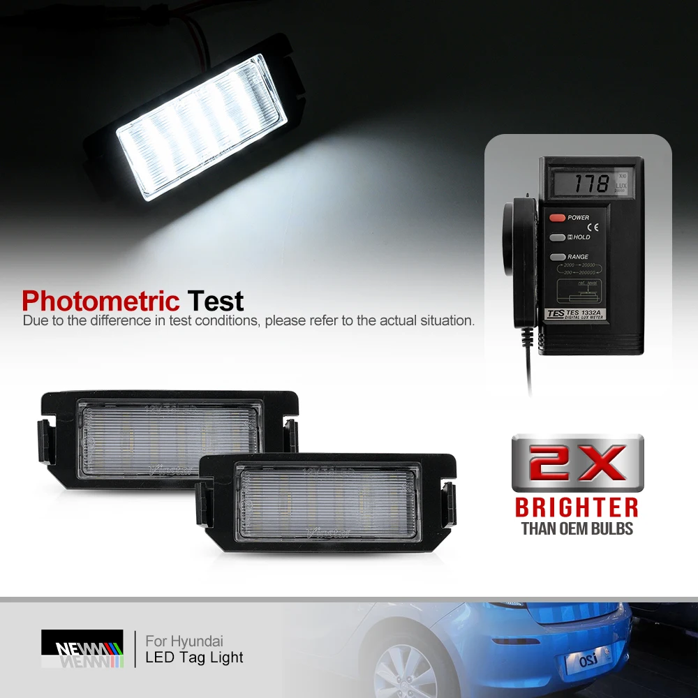 For Hyundai I20 PB 2008 2009 2010 2011 2012 2013 2014 LED License Plate Lights Canbus Rear Tag Lighting Registration Lamp