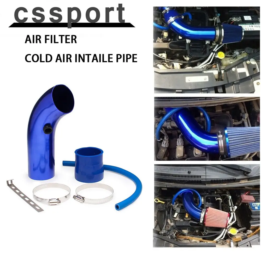 Universal Automobile Car Racing Aluminum 3 76mm Air Intake System Turbo Induction Pipe Tube Kit  With Air Filter