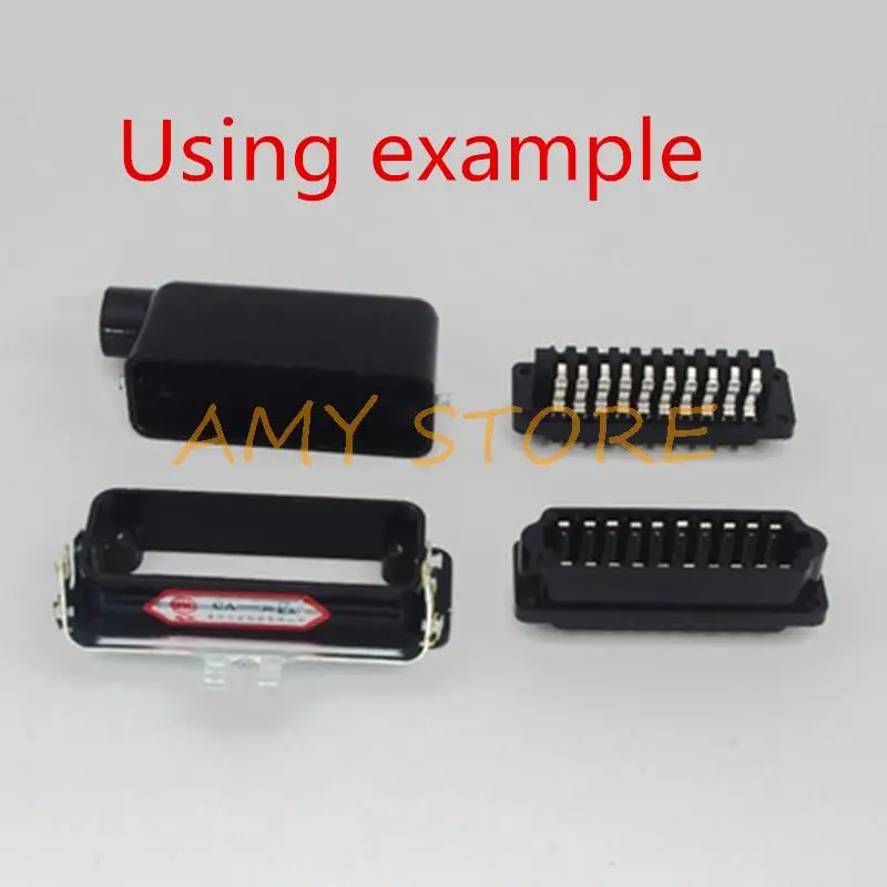 1 Hình Chữ Nhật Nam Nữ 20 Pin Tiếp Xúc Kim Loại Hàng Không Cắm Ổ Cắm Cổng Kết Nối Khối Đen CA-20J/K