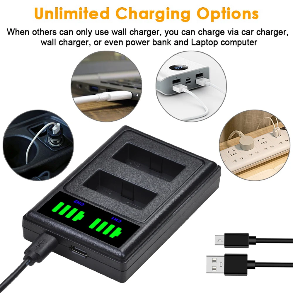 Двойное зарядное устройство USB Type-C для Canon EOS 200D M3 M6 750D 760D T6i T6s 800D 8000D Kiss X8i