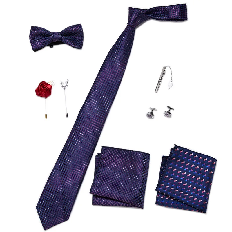 Herren-Krawatten-Set, luxuriöse Geschenkbox, Seidenkrawatte, Krawatten-Set, 8-teilig, innenverpackt, festliches Geschenk, Krawatte, Einstecktücher, Urlaubsgeschenk für Männer – Detail 20