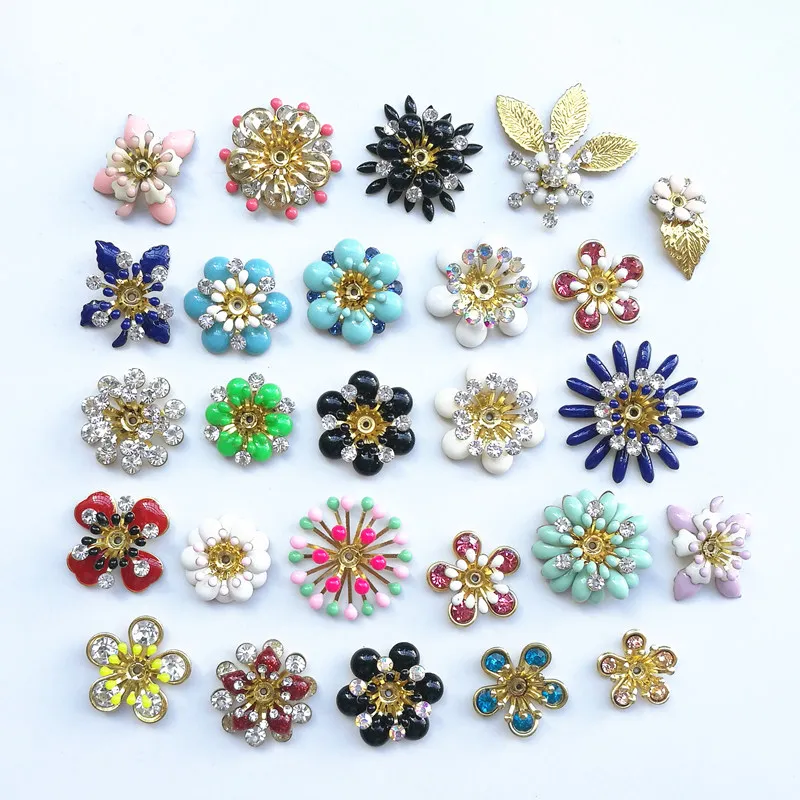 5 Pieces Shiny Oil Drop Brass Flower Metal Flower Spacer Beads End Caps Pendant DIY Hair Accessories Charms Connectors Jewelry