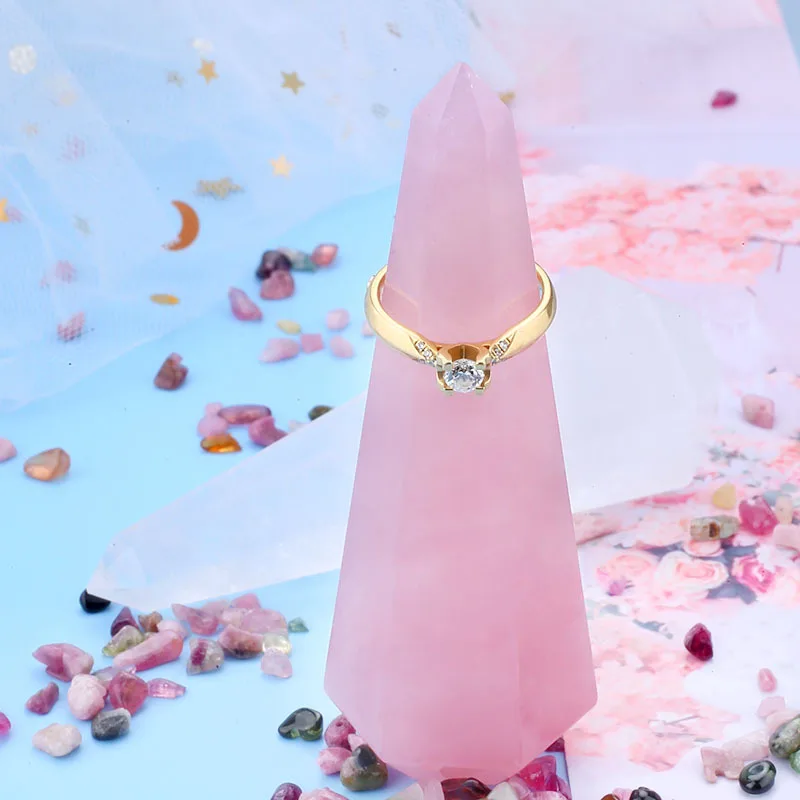

Ring Jewellery Display Props Ornaments Natural Jade10pcs/lot Ring Display Gem Jewelry Organize Pink/White Crystal Display Stud