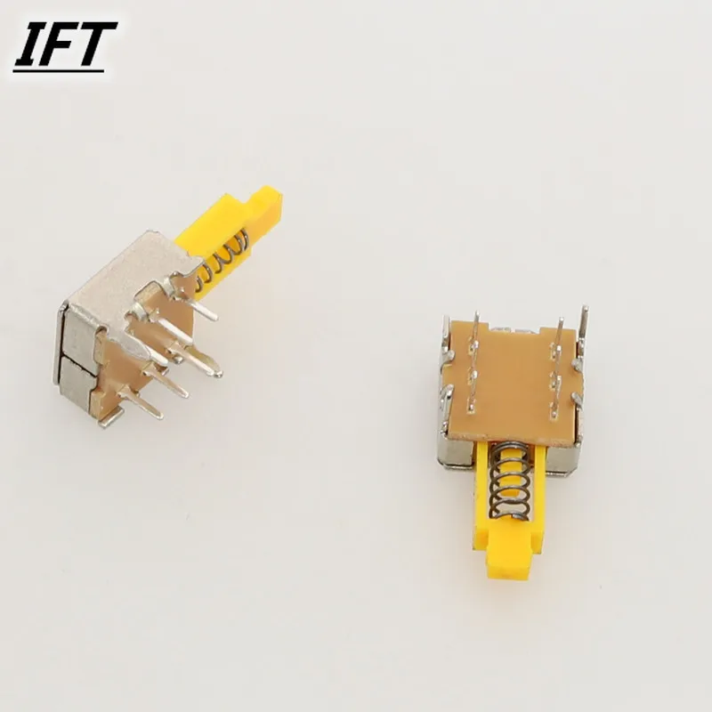 10Pcs Free shopping A06 6pin TV Power Switch With Spring Self-locking Yellow DC 12V 50MA Unidirection Push-button Switch