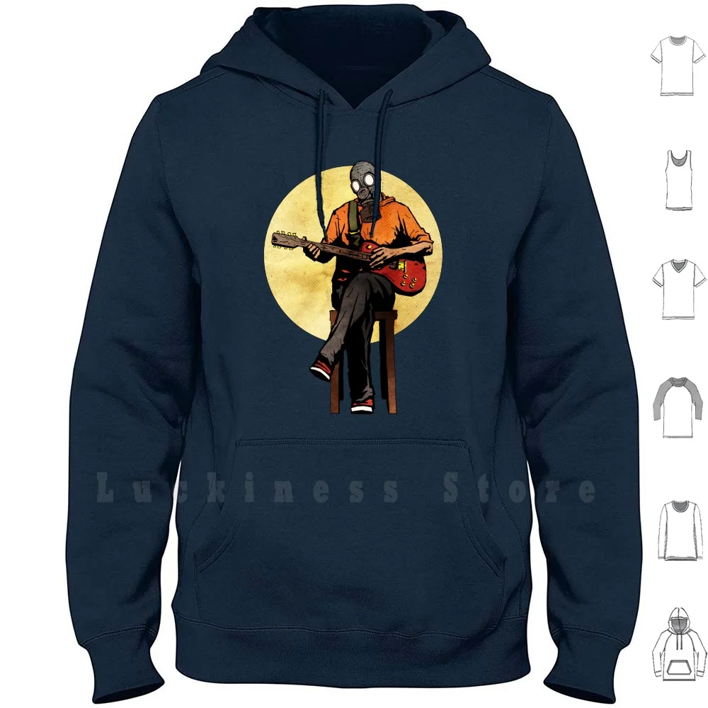 Oh Well , I'm Tired And So Weary Hoodies Long Sleeve Matthew Dunn Matthewdunnart Gas Mask Cool Comic Horror Retro Black