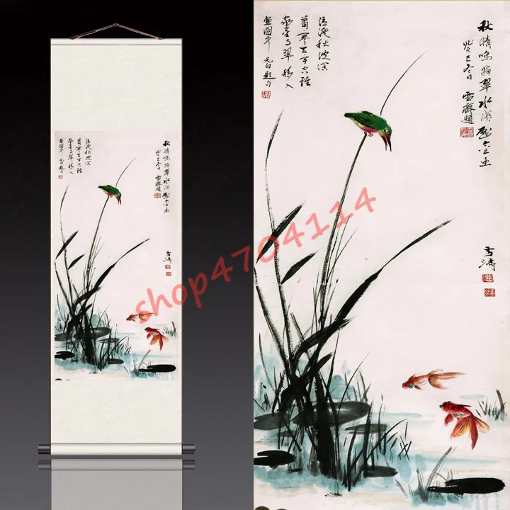 

Double carp water charts0 silk scrolls hanging pictures, exquisite crafts, decorations, collections, gifts