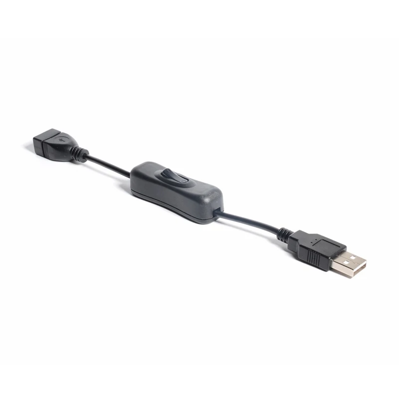USB-кабель 20 см USB 2.0 A «папа-мама» Удлинительный кабель черного цвета с кабелем включения и выключения