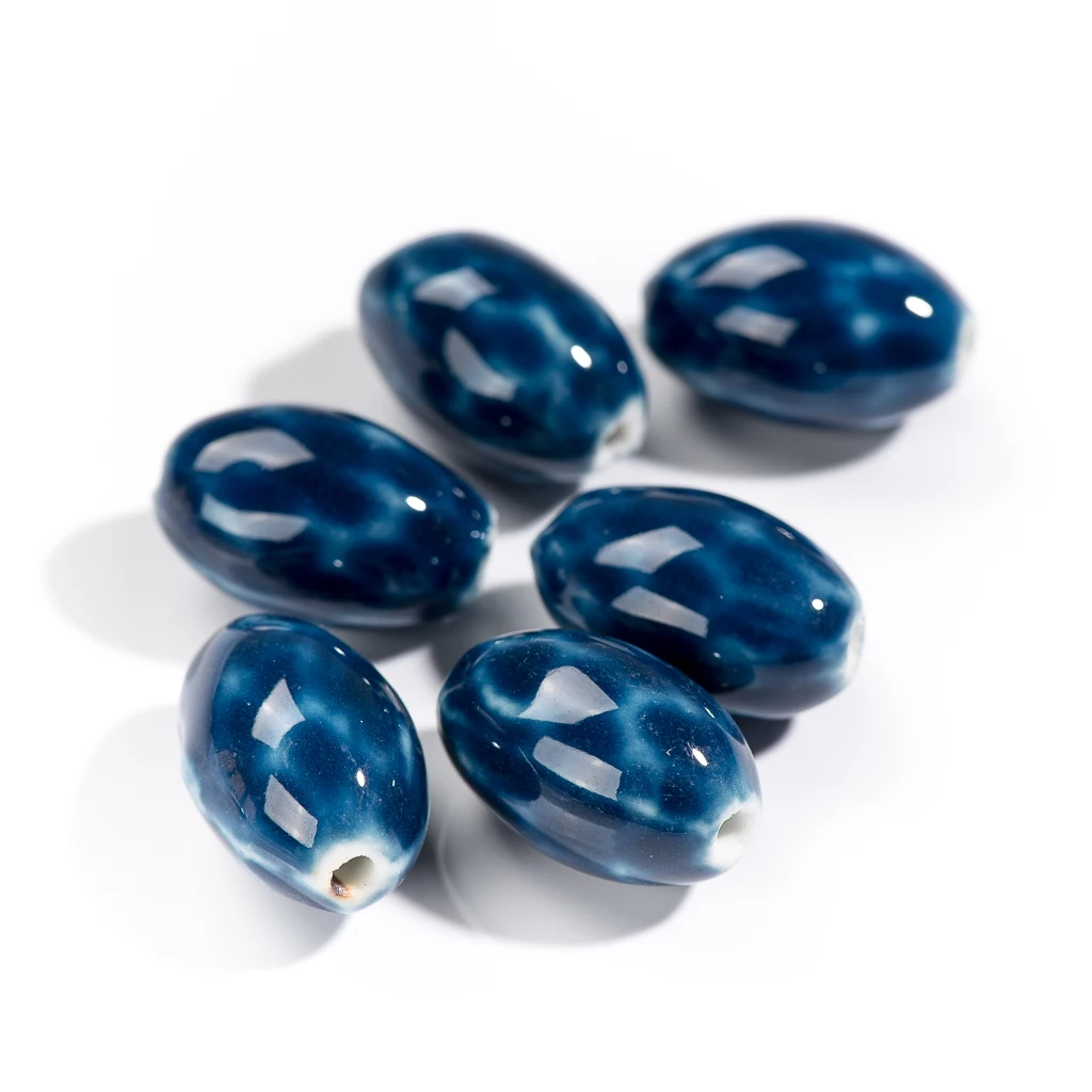 24#5pcs Oval Retro Style Ceramic Beads Jewelry Accessories For Necklace Making #XN512