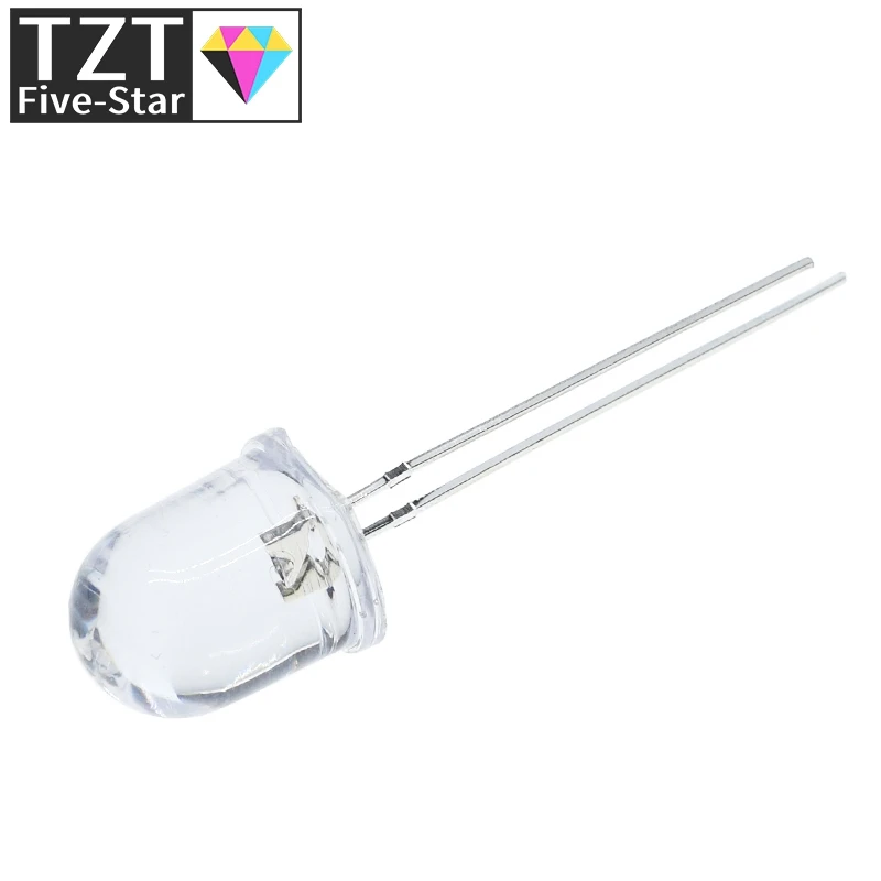 10mm LED 5 Colors Red Blue Yellow Green White Transparent 20mA 0.75W Ultra Bright Round LED Light Emitting Diode Lamp