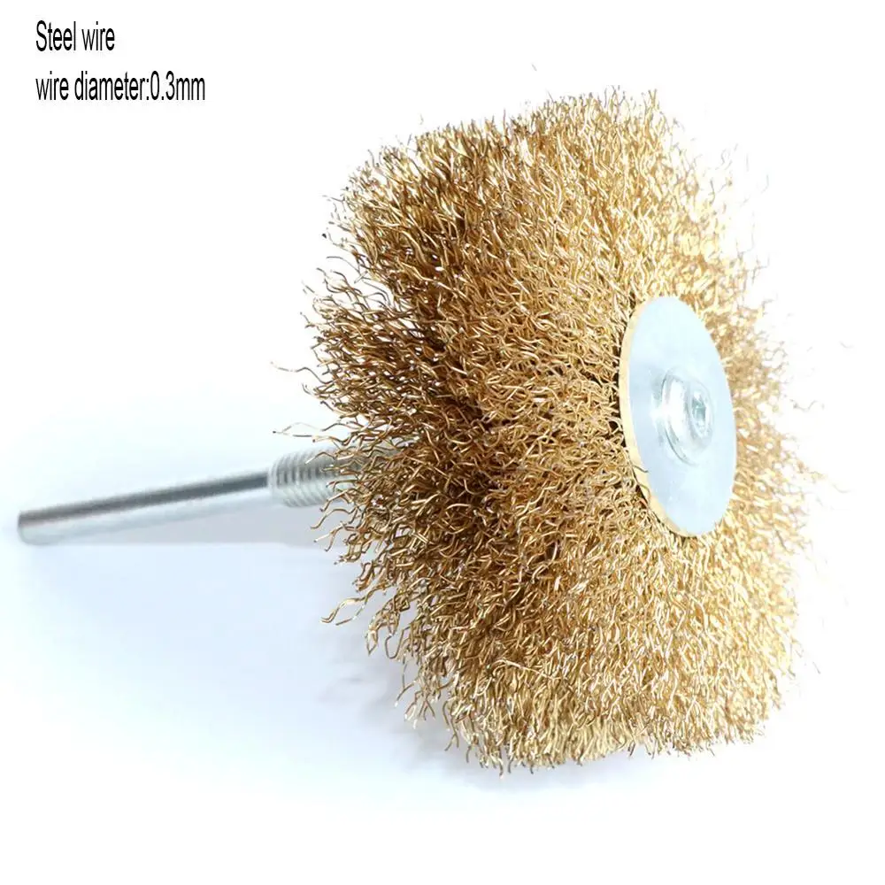 1Pc 80mm Stainless Steel Wire Abrasive Brush Brass wire Wheel Polishing Grinding Brush For Wood Metal 1/4\