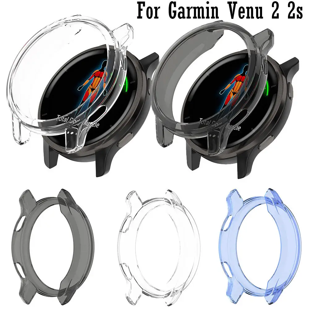 Protective Case Cover For Garmin Venu 2 2S SmartWatch TPU Protector Cases Transparent Half-pack Hollow Shell Bumper Frame