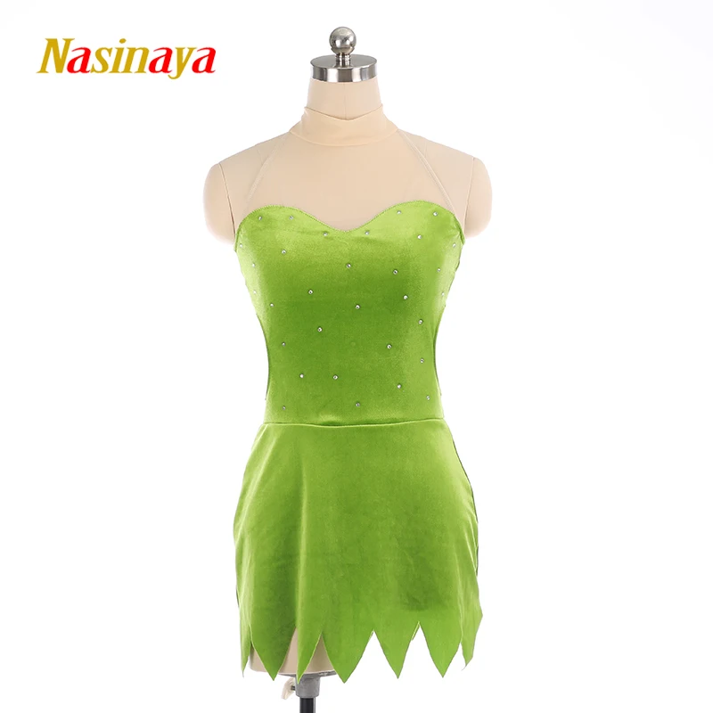 Artistic Gymnastics Performance Dress Nasinaya Figure Skating Competition Women's and Children's Patinaje Sleeveless Dress Green