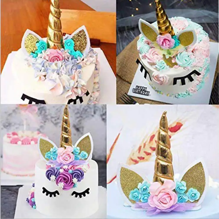 Unicorn Cake Topper Cake Toppers Birthday Party Kids Favors Cake Wrappers Decoration Cupcake Topper Baby Shower Wedding Décor