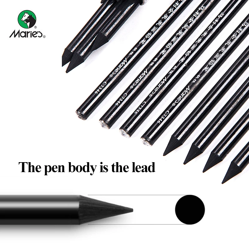 Marie\'s Full Charcoal/Carbon Pencils Non-wood Graphite Sticks Sketch Charcoal Pencil 24pcs Soft/Medium Charcoal Pens Stationery