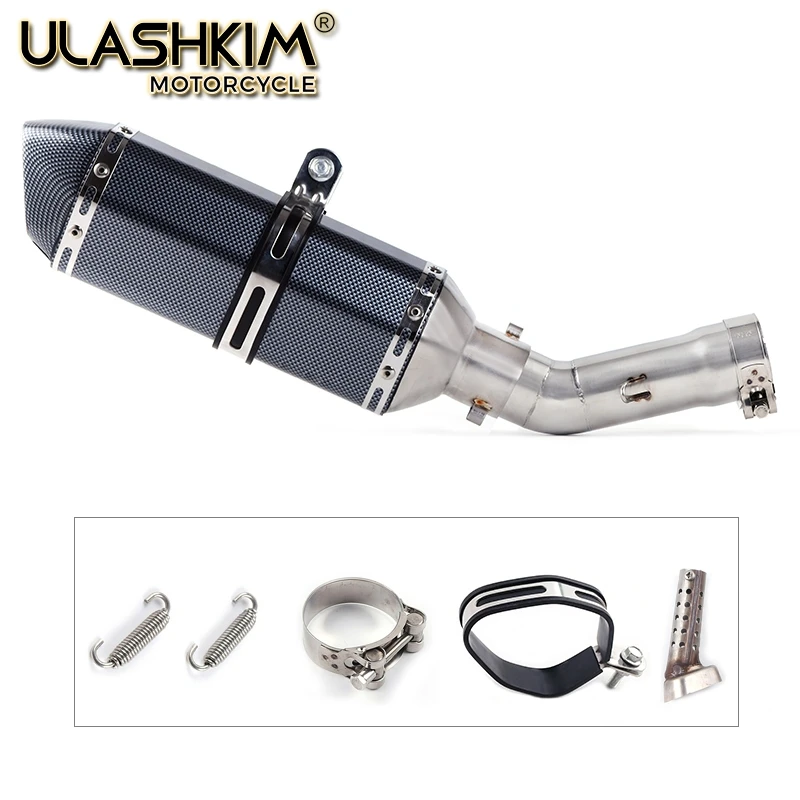 Motorcycle Full System Muffler Escape Exhaust Middle Link Pipe Accessories Slip On For Yamaha Fazer FZ8 FZ8N FZ800 2010 to 2015