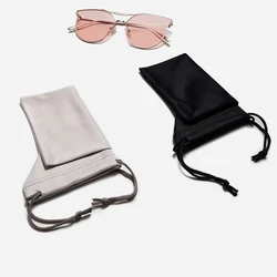 Bolsa de tela suave para gafas de sol, estuche de microfibra para almacenamiento de polvo, bolsa de transporte portátil con cordón, contenedor para gafas, 1 unidad