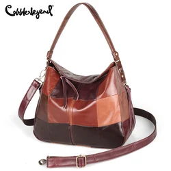 New Designer Genuine Leather Elegant Women Shoulder Crossbody Bag Classic Patchwork Large Casual Handbag Ladies Top Handle Tote