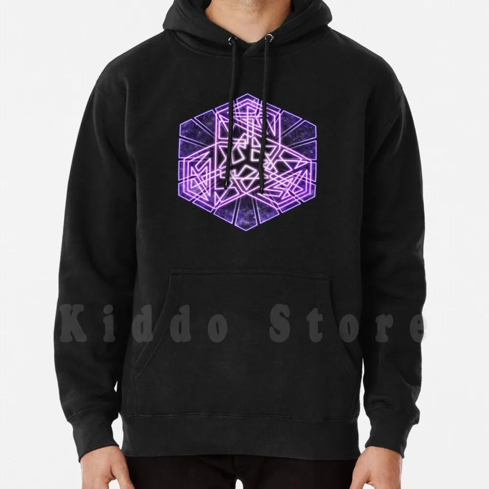 Infinitiae Hoodie Long Sleeve Neo Blue Ultraviolet Blacklight Trippy Glow Psychedelic Fluro Psytrance Uv