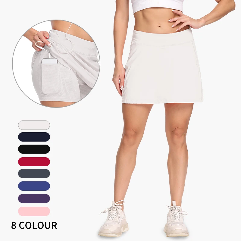 Summer Shorts Pants Women Sports Tennis Skirt Dance Solid Female Tennis Running Skort Skirt Active Athletic Yoga Fitness Skirts