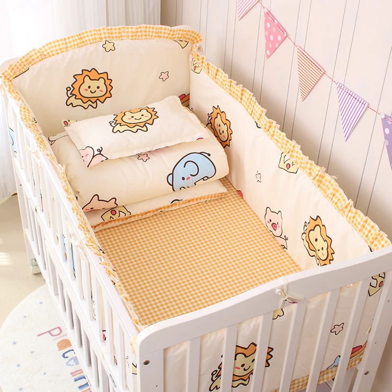 6/9pcs Elephant Baby Bedding Set Cotton Bedroom Decor Baby Girl Boy Crib Bed Linens Bed Bumper 120*60/120*70cm