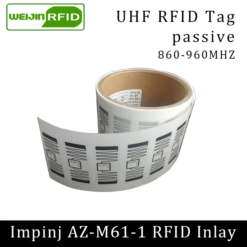 UHF RFID tag sticker Impinj M61-1 wet inlay 915mhz 900 868mhz 860-960MHZ MR6-P EPCC1G2 free shipping adhesive passive RFID label