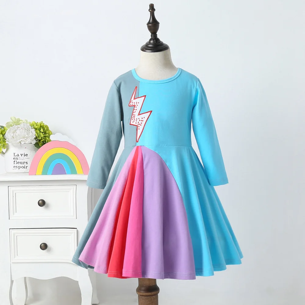 Baby Girls Dress Tollder KIds 100% Cotton Long Sleeve RainBow Unicorn Flower Dresses Autumn Winter Clothes Children Clothing