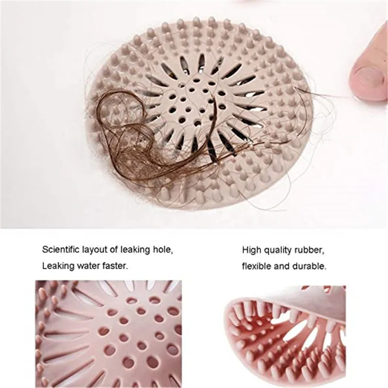 Round Silicone Drain Hair Catcher, Kitchen Sink Strainer Bathroom Shower Bath Stopper Drain Cover Hair Trap, Filter for Kitchen