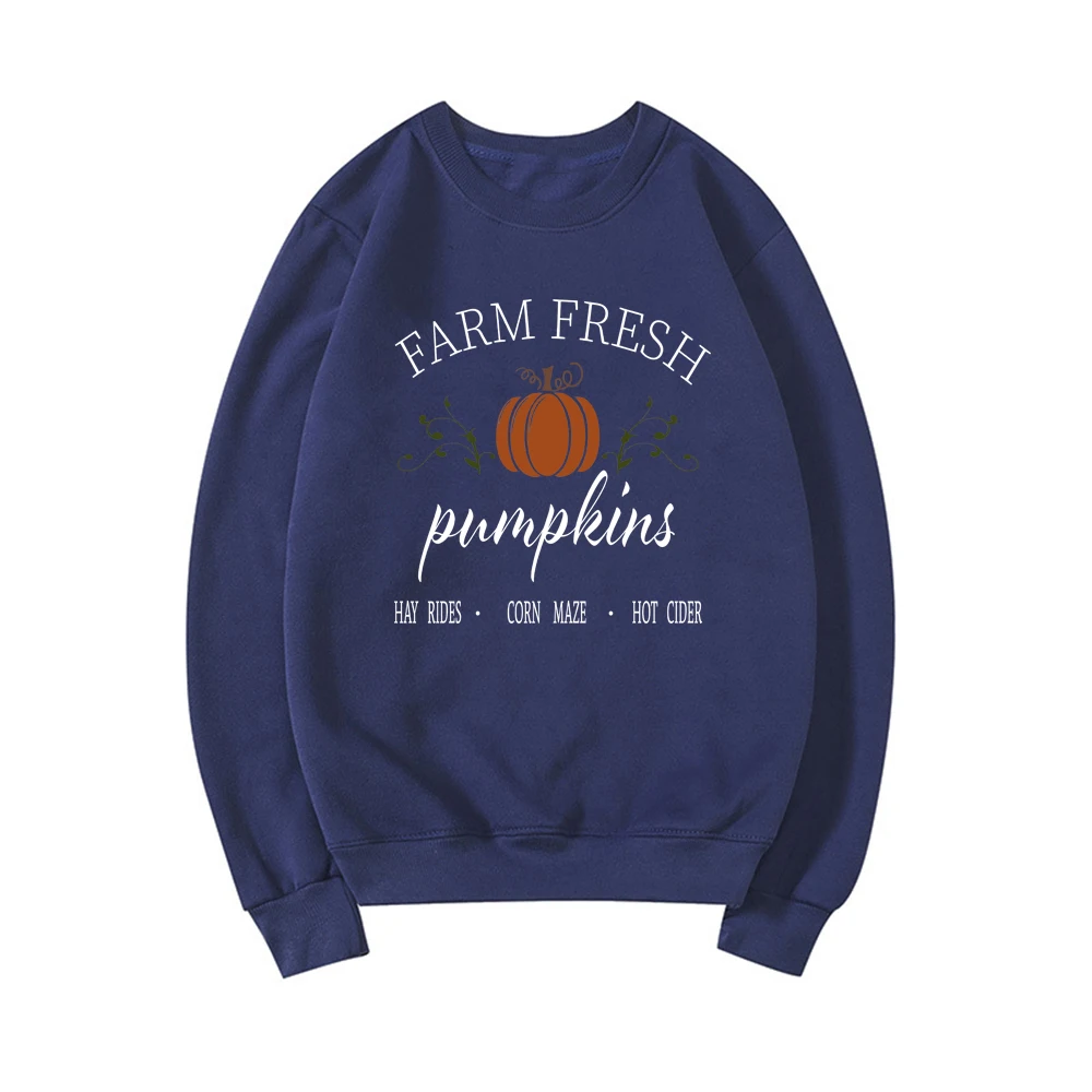 2021 Fall Sweatshirt Farm Fresh Pumpkins Sweatshirts Pumpkin Unisex Crewneck Shirt Classical Festival Top Fall Graphic Hoodies