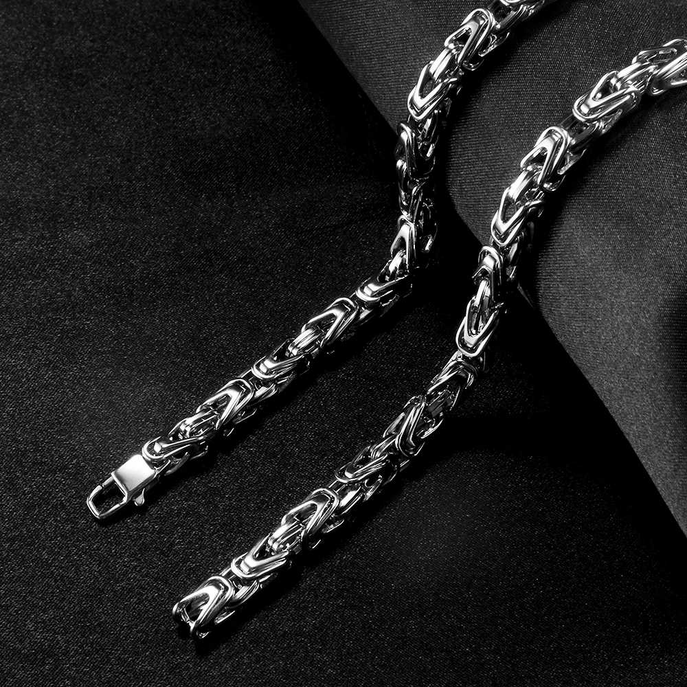 Stainless Steel Byzantine Chains Necklaces For Men Women Gold Silver Color Hip Hop Necklaces Party Jewelry Gift Hot Sale NEW