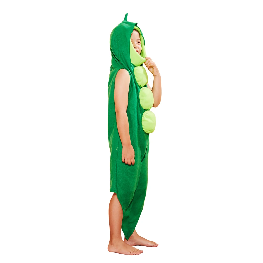 Kids Pea Pod Halloween Costume Funny Food Boys Girls Cosplay Outfits Carnival Easter Purim Fancy Dress