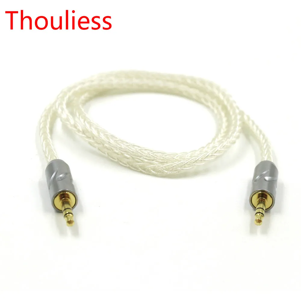 

Thouliess Pure Silver 3.5MM To 3.5MM AUX Cable Top Graded Audio Upgrade Headphone Mobilephone Wire with Furutech Plug